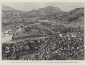 The Indian Frontier Rising, General Sir William Lockharts ankomst til Winter Quarters i Barkai i Bara Valley, bagagen kommer ind fra Datoi
